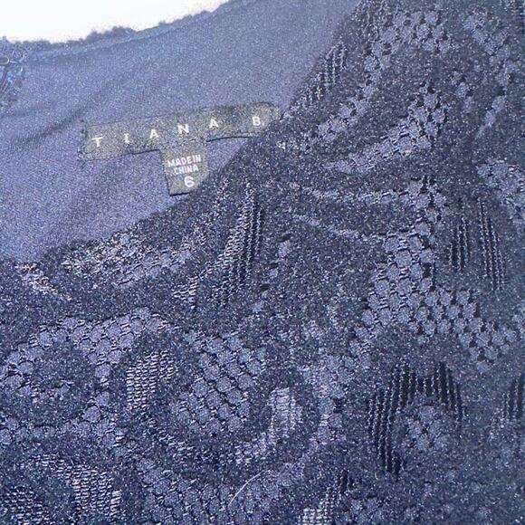 Tiana B Fit & Flare Dress Womens Sz 6 Navy Floral Lace Elegant Party Career Work - Picture 6 of 12